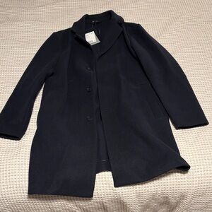 H&M Navy Pea Coat in Dark Blue